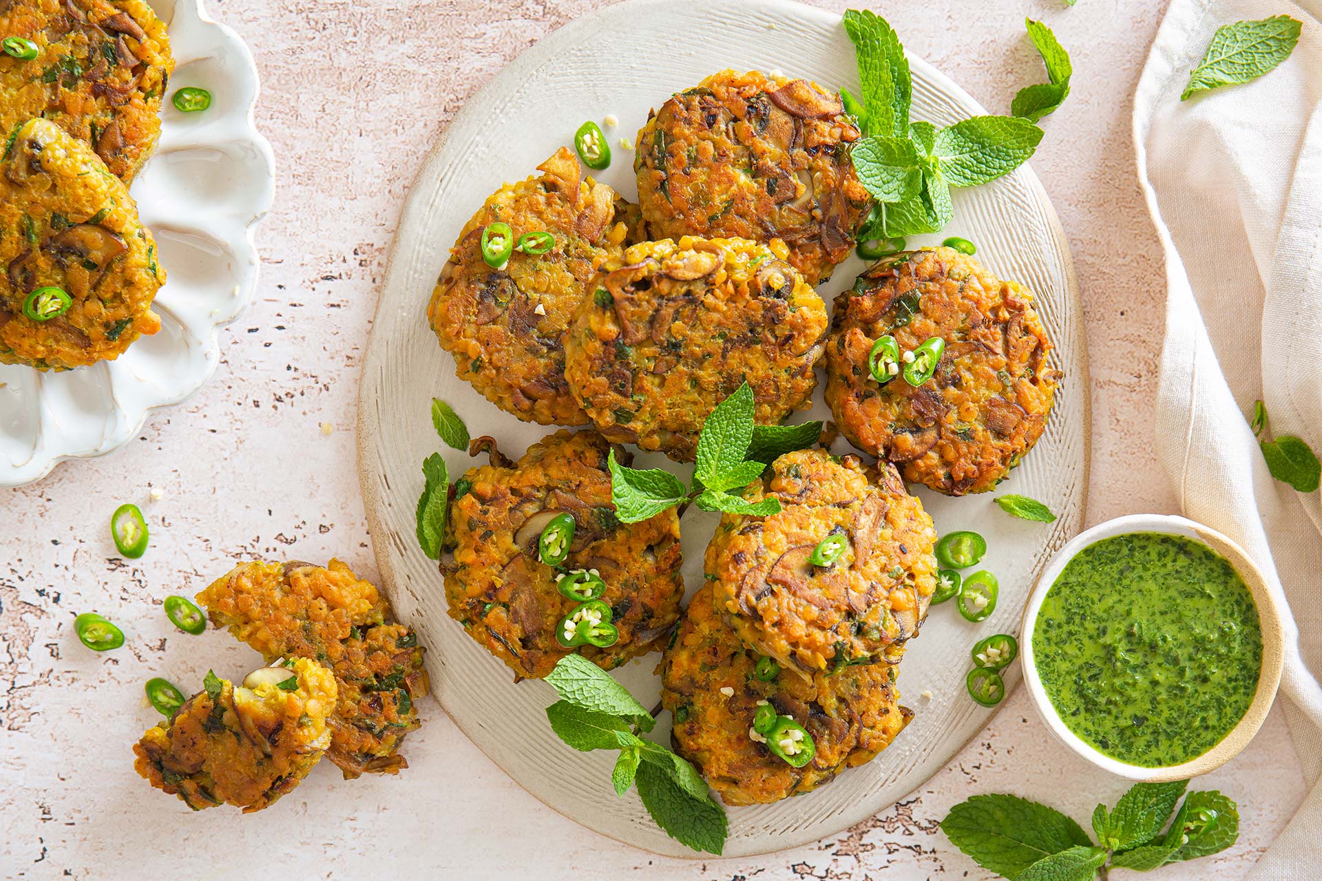 Mushroom And Red Lentil Fritter Recipe