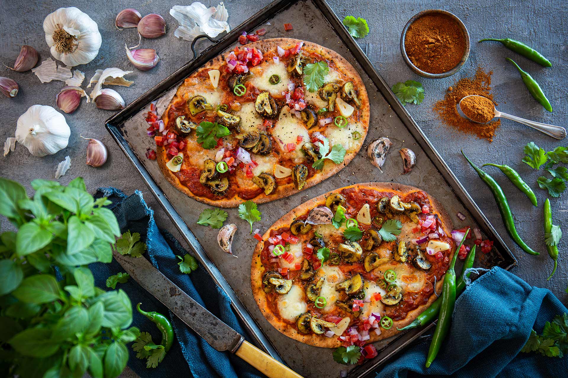 Curried Mushroom Naan Pizza Recipe